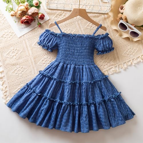 HNXDYY Girl Off Shoulder Ruffle A-Line Party Casual Holiday Formal Princess Dresses2