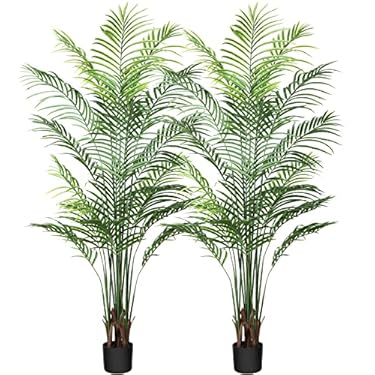 AMAZON - CROSOFMI Artificial Areca Palm Plant 6Feet Fake Tropical Palm Tree, Perfect Faux Dypsis Lutescens Plants in Pot for Indoor Outdoor House Home Office Garden Modern Decoration Housewarming Gift-2Pack