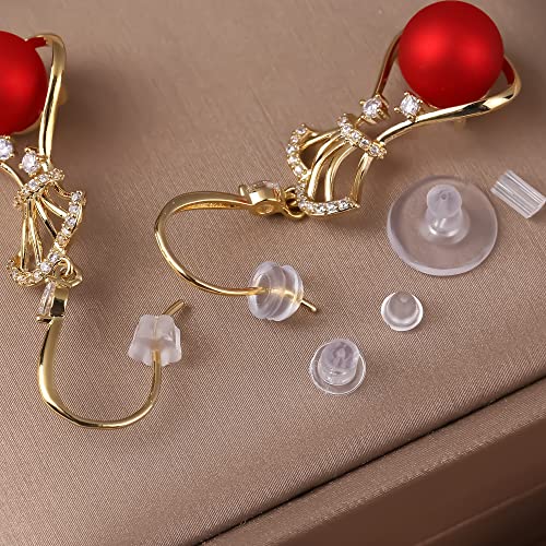 Silicone Earring Backs For Studs 6 Styles Clear Hypoallergenic Rubber Earrings Safety Back Stopper Replacement Kit (550 Pcs) #TOP5