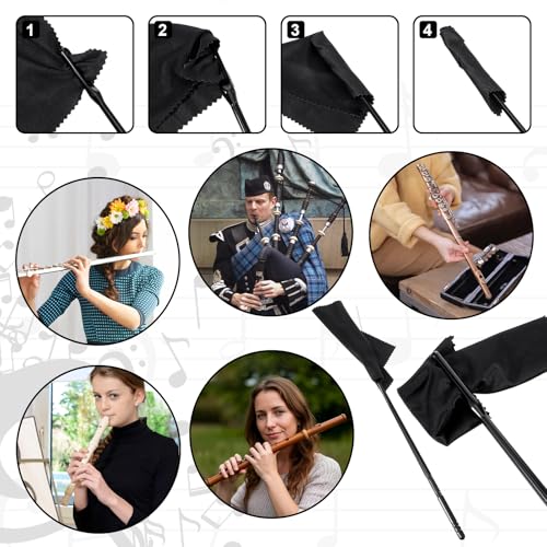 image for Ptwola 3 Pcs Flute Cleaning Kit Flute Clean Rod and Cloth Wind Instrum
