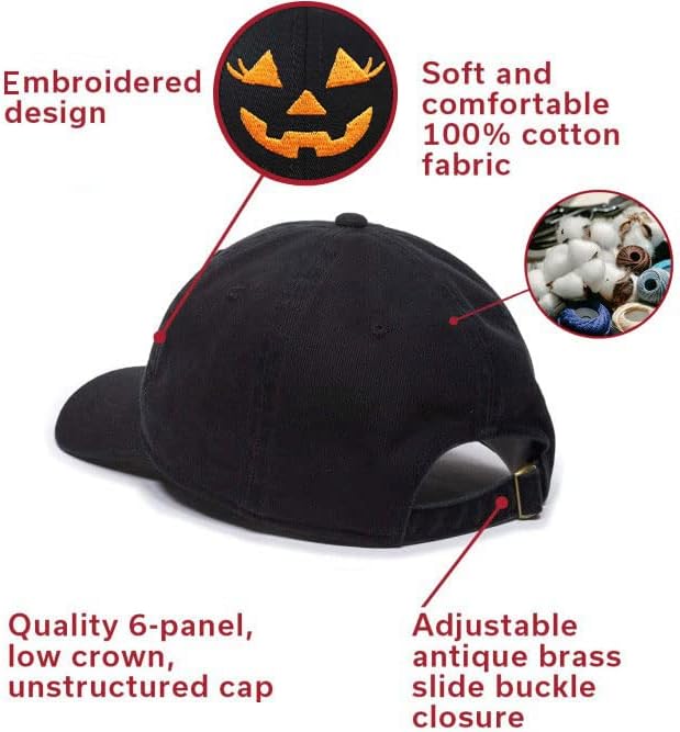 Embroidered Halloween Baseball Cap Vintage Ghost Denim Hat Adjustable Embroidery Pumpkin Dad Hats for Men Women - Image 5