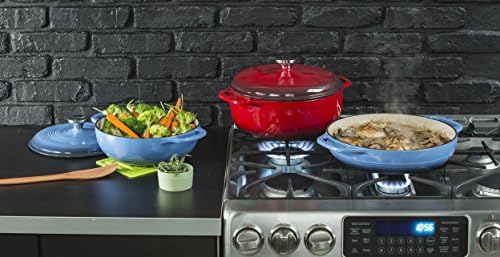 LODGE Porcelain Enamel Casserole Dish, Blue-3.41 Litre / 3.6 Quart