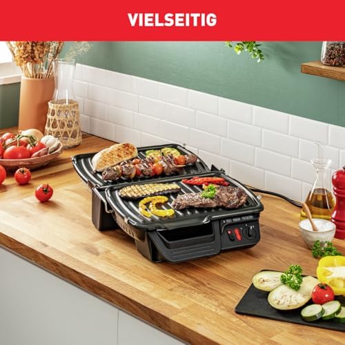 Bild 5 - Tefal Kontaktgrill 2-in-1, Sandwichmaker, aufklappbar als Tischgrill/BBQ mit doppelter Grillfläche, regelbarer Thermostat, antihaftbeschichtet, 2000W, 32 x 32 x 14 cm, GC3050