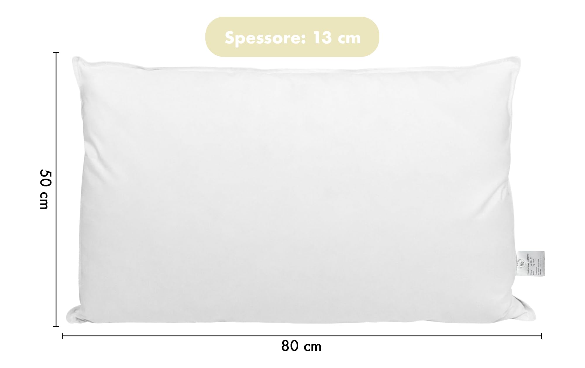 IlGruppone Guanciale dal Trentino in Vera Piuma D'Oca Cuscino Letto Bianco Forma A Saponetta 50 x 80 Cm Prodotto Certificato Oeko Tex Pregiato qualità Hotel Albergo