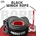 Black Synthetic Rope Winch Rope 3/8 inch x 80 feet, 24000lbs Winch Rope Cable Kit, Winch Line with Protective Sleeve for 4WD Road Vehicle Truck SUV Jeep