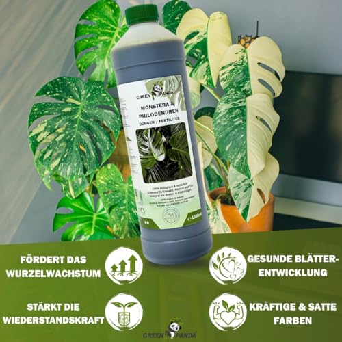 GreenPanda BIO Monstera Dünger & Philodendron Dünger - 1L Blatt-Boost Dünger für Monstera - Flüssigdünger für Zimmer - & Balkonpflanzen - Konzentriert (1000ml)