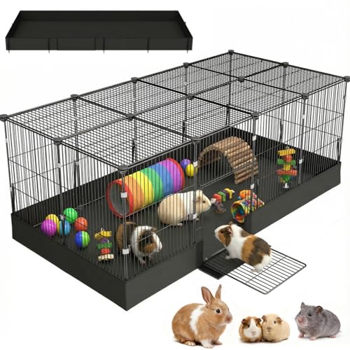 20 Planes Guinea Pig Cages Enclosed Hamster Cage with Door & Waterproof Liner, Expandable Cage for...