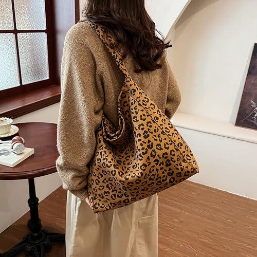 Image of Suede Bag for Women, Suede Handbags for Women, Large Capacity, Hobo Bag (LEOPARD)