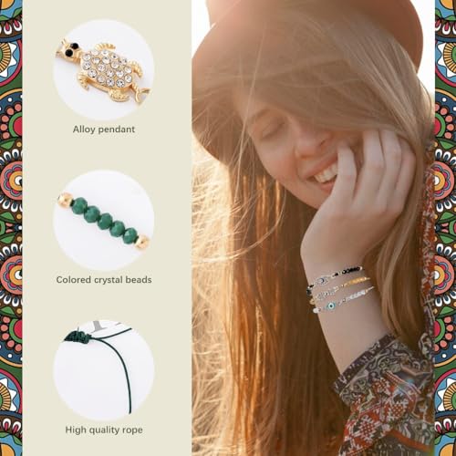 Image of PALAY 12 Pcs Evil Eye Bracelet for Women Girls Rhinestone Charm Friendship Bracelet Matching Beads Bracelets Adjustable Best Friend Couple Bracelets Jewellery Birthday Rakhi Gift for Sister, Brother