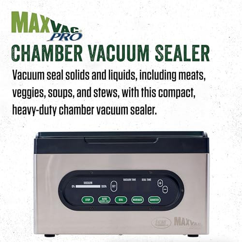 Image of LEM Products MaxVac Pro Chamber Vacuum Sealer with 80 Bags, Stainless Steel