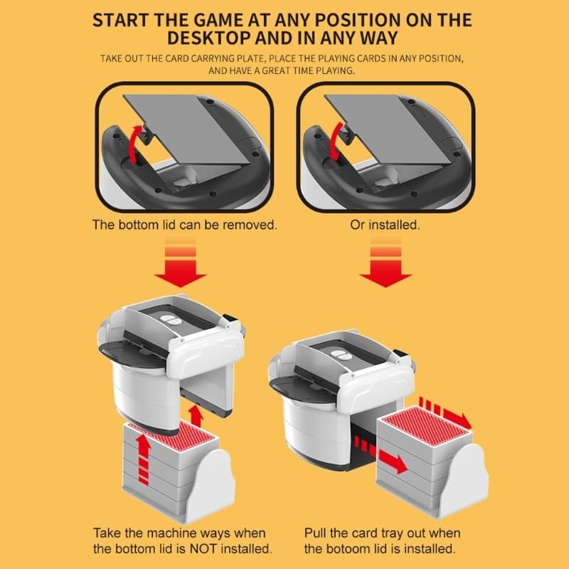 Automatic Card Shuffler, 4 Deck Capacity Rechargeable Machine for Poker, UNO, Mahjong & Card Games, Fast Quiet Operation with Dual Modes for Blackjack, Skip-Bo, Phase 10