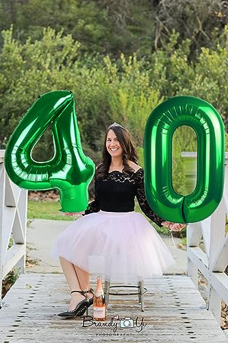 Image of Number Balloons 4 Balloon Dark Green for 4th Birthday Decoration, 40 inch | Saturated Color, Large 40 in, With Inflation Straw & Hanging Hole, For Back-To-School Season, Forest Picnic Party, Christmas