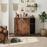 EliteEdge Litter Box Enclosure Cabinet, Built-in Power Outlet & 5 Ft Cord, Cat Litter Furniture with Dog-Proof Shelf and Mat, Fits Most Self-Cleaning Litter Boxes, Brown