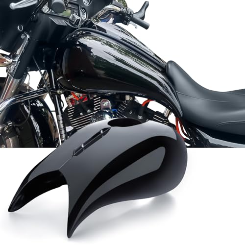 Kiawnia Motorcycle Fuel Tank Covers for Harley Touring, Vivid Black Stretched Fuel Shroud for Harley Touring Street Glide & Road Glide 2009-2023 (Only Covers)