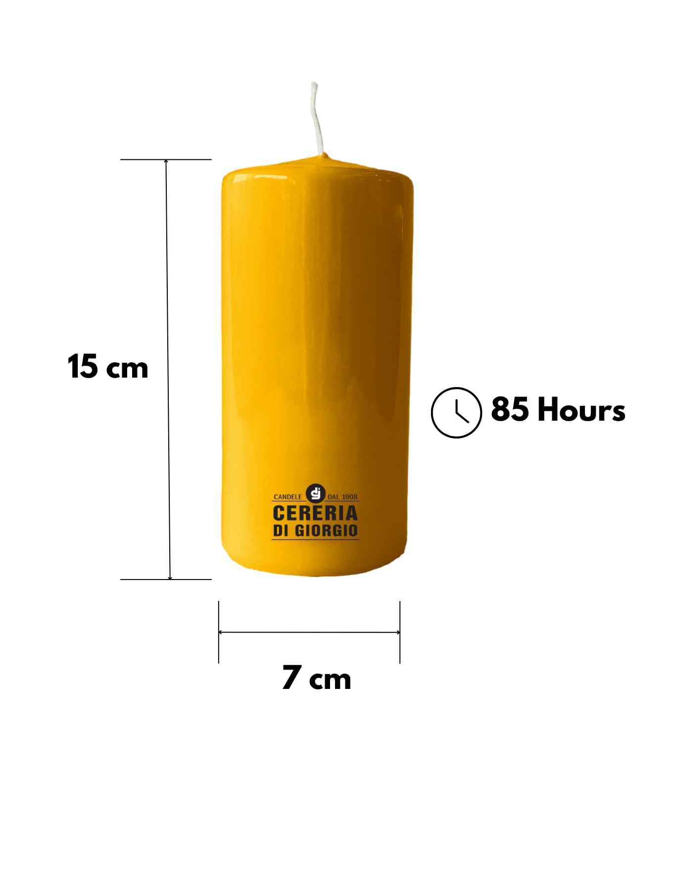 Vela diámetro 7 cm altura 15 cm - Mostaza