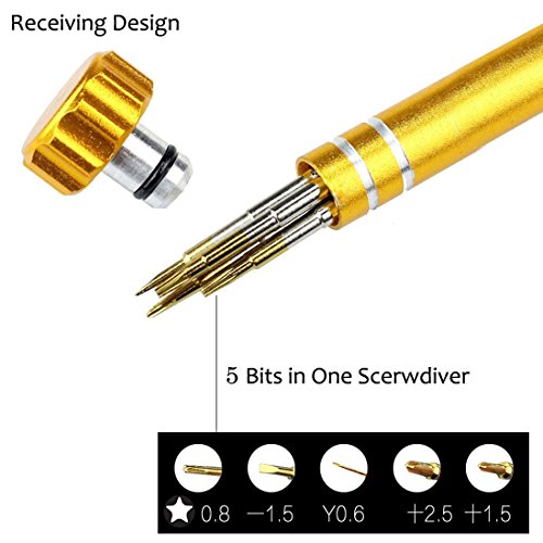 Ogodeal 5 in 1 Screwdriver Kit for Apple iPhone X 8 8 Plus 7 Plus 6s 6 Plus, Y000 Triwing, 0.8 Pentalobe,PH000 Phillips, Flathead T5 Trox Screwdriver Repair Tool Set for Samsung, LG,Motorola,Huawei