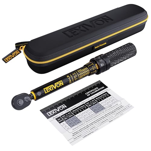 LEXIVON Inch Pound Torque Wrench 1/4-Inch Dr. | 72-Tooth Gear Dual-Direction Click Type | Micro-Adjustment 10~150 in-lb (1.1~16.9 Nm) | Zippered Protective Case (LX-180)