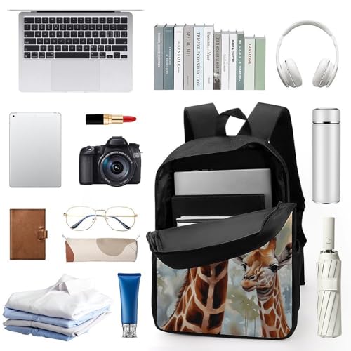 Watercolor Deer Giraffe Bookbag - Ultra Lightweight Portable Backpack Work Travel Backpack for Men Women Fits 16 Inch Notebook3