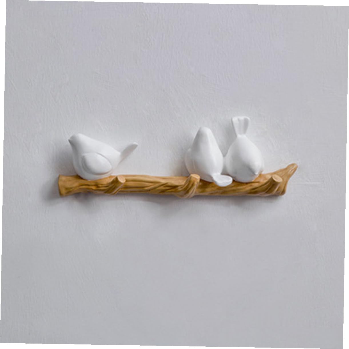 Gancho de Resina Blanco Rama Pájaro Pared