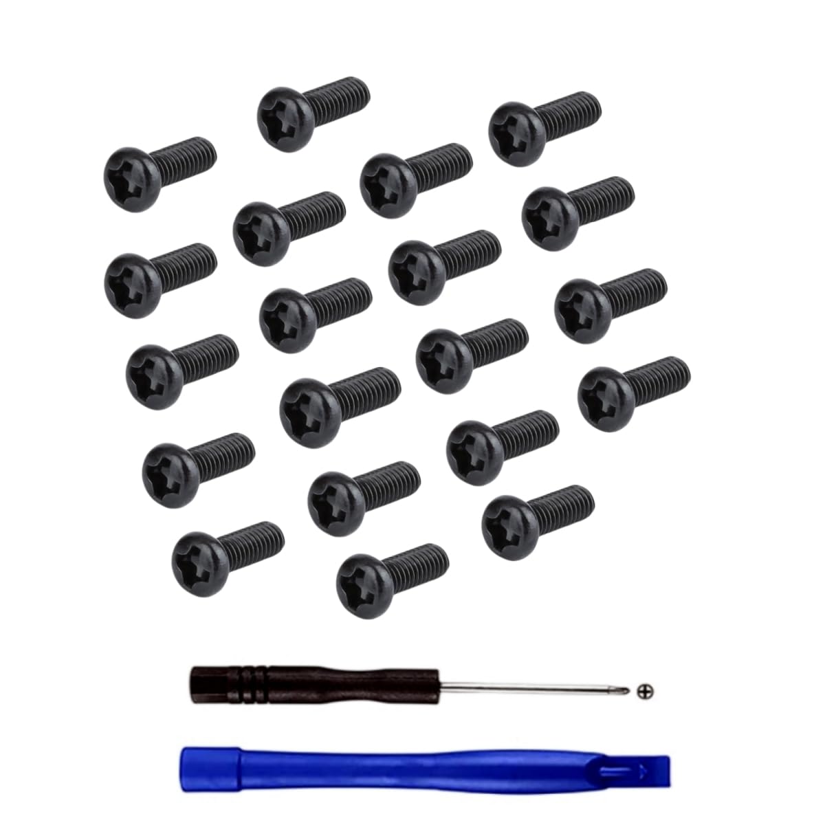 KOMITASUI 20pcs Cell Phone Screw, Eyeglass Screws, Tiny Screws Replacement with Small Screwdriver for Sam Sung, LG, Eyeglasses, Sunglasses(Black)