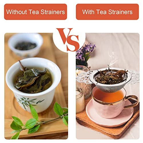 Mezchi 6 Pack Mesh Tea Filter Strainers, Stainless Metal Tea Infuser, Tea Steeper with Handle and Drip Bowl for Loose Tea, Sliver, 2.5 Inch - Thumbnail 4