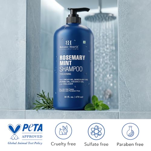 Image of Botanic Hearth Rosemary Mint Shampoo Thickening Formula, Promotes Hair Growth and Scalp Health Sulfate Free & Paraben Free, for Men & Women | 16 fl oz