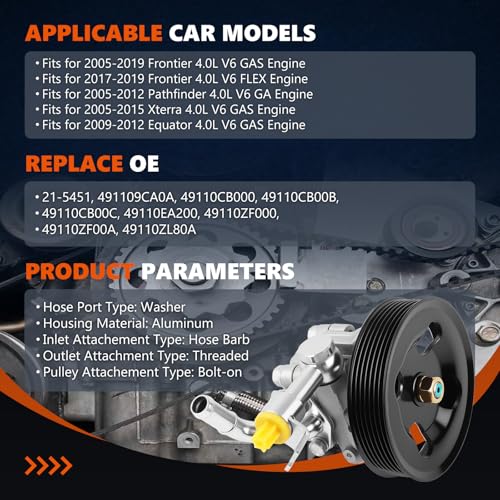 image for Daysyore 21-5451 Power Steering Pump with Pulley Fits for 2005-2012 Xt