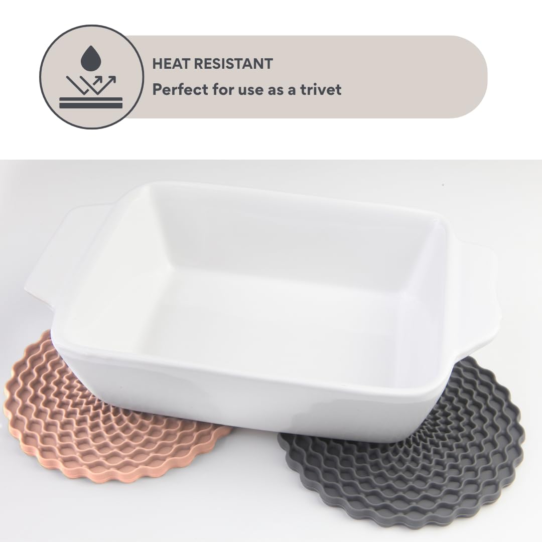 Rose Pink & Grey Drinks Coasters Set of 6 by Stone & Thyme, a UK Brand. Non Slip - Image 4