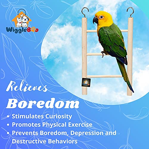 Image of Natural Wooden Ladder Bird Toy | Climbing, Exercise & Fun | for Small & Medium Birds (3 Step)