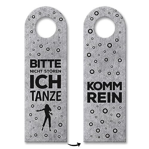 trendaffe - Bitte nicht stören, ich tanze oder Komm rein Türhänger mit Tanz Motiv in Grau, Filz, 8x27cm