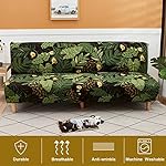 NILUOH Futon Slipcovers Stretch Armless Sofa Slipcover Furniture Protector for Foldable Futon Armless Sofa Cover Folding Couch Shield with Elastic Bottom, Large - Image 3