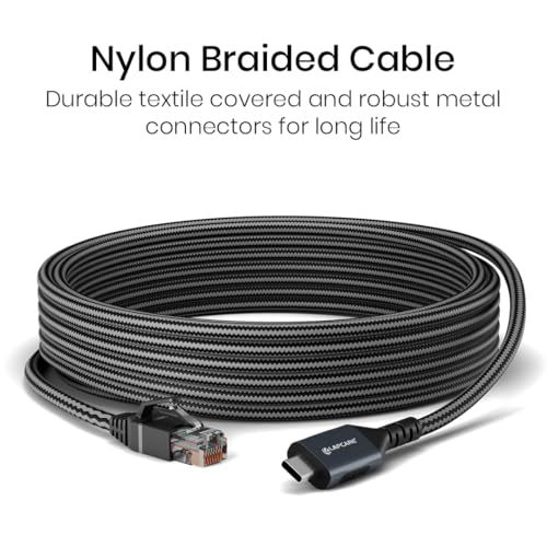 Image of Lapcare Type-C to RJ45 Gigabit Ethernet Adapter Cable | USB-C to LAN 1000 Mbps High-Speed Network Cable | 2M Braided Nylon, Aluminium Housing | Compatible with Laptop, MacBook, Router