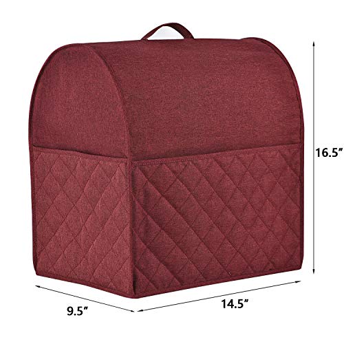 Stand Mixer Dust-proof Cover for KitchenAid Mixer,Multi Pockets for Various Kitchen Appliance Accessories,Water-resistant,Easy Cleaning (Wine red, Fit for Bowl Lift 5-8 Quart)