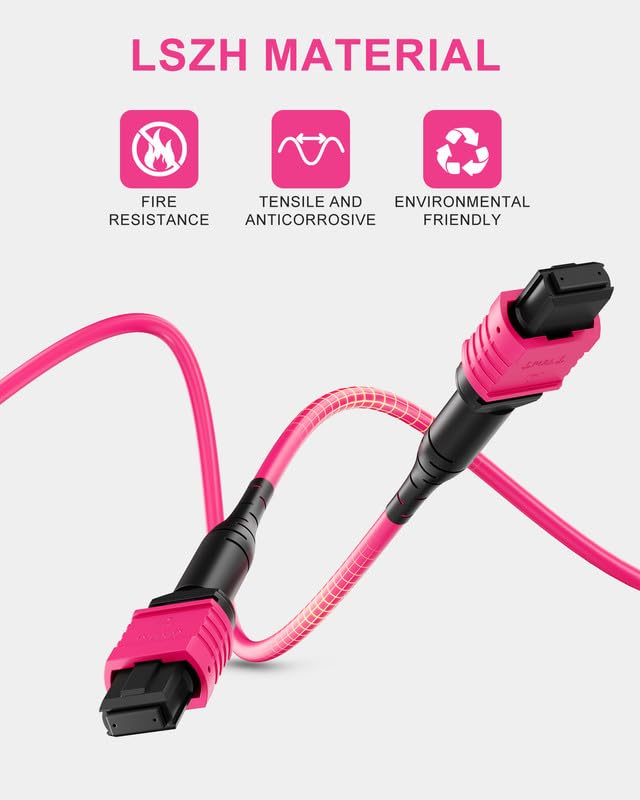 Image of MPO Fiber Cable OM4 1M, 10 /40 /100GB 8 Cores Type B Female Multimode LSZH, MPO /MTP Compatible with OM3 for Transition Boxes- 1M(3FT)