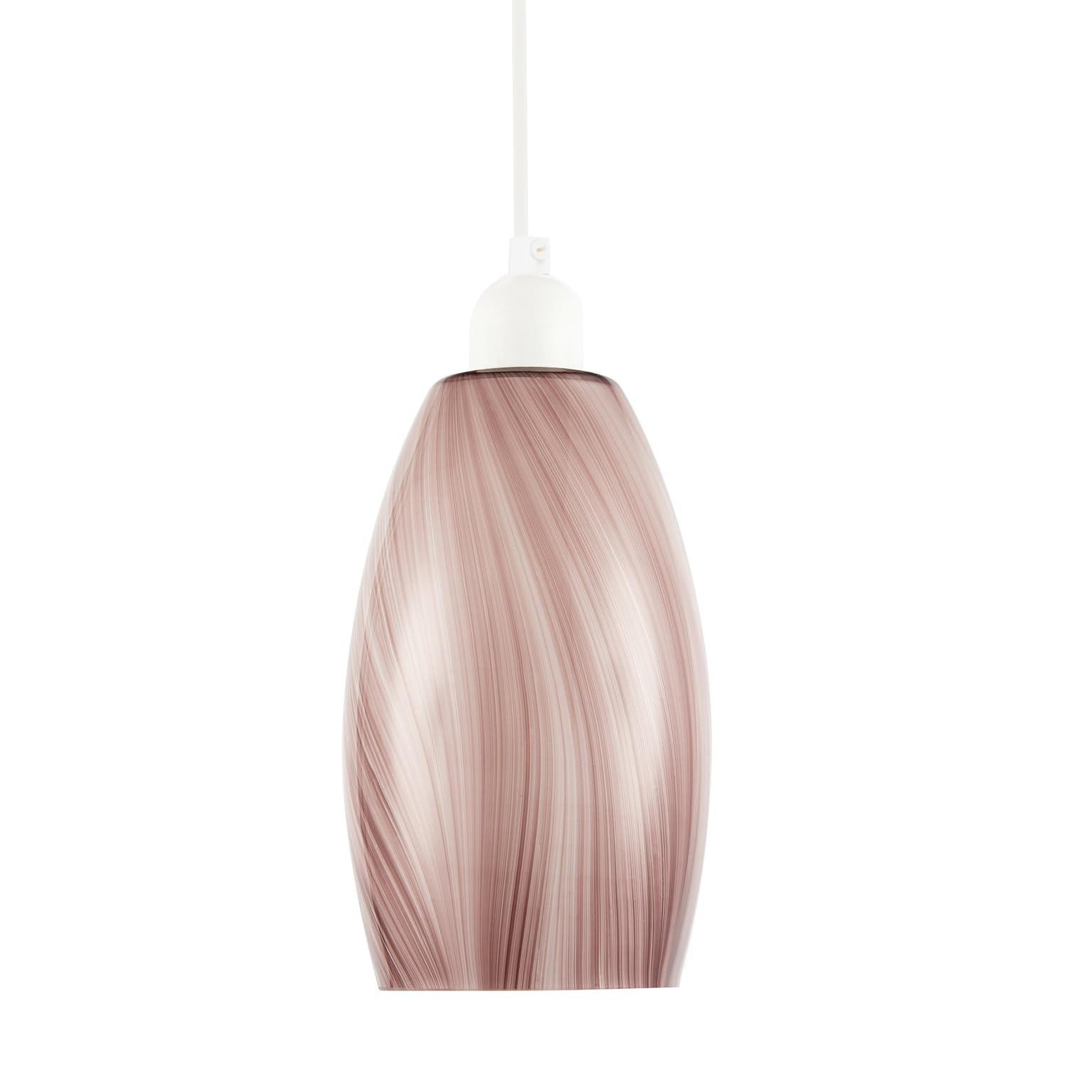 Modern Designer Reddish Brown Marble Stripe Effect Glass Cylindrical Pendant Lighting Shade | 20cm x 12cm by Happy Homewares