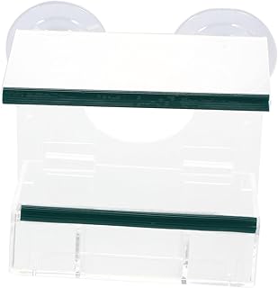 Tofficu Alimentador acrílico para pendurar na parede, alimentadores de pássaros para o lado de fora, janela de recipiente transparente, alimentador de pássaros, estação de alimentação de pássaros, casa de pássaros transparente, alimentador de pássaros de acrílico, alimentador de gaiola de pássaros
