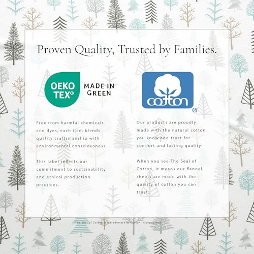 Image of Great Bay Home Flannel Sheet Set Queen Size - 100% Turkish Cotton, Double-Brushed, Lodge-Printed Bed Sheets - Ultra-Soft, Cozy, 4-Piece Bedding Set (Winter Forest)