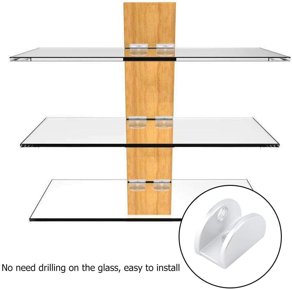 Pack of 4 Half Round Glass Clip Clamp Bracket Holder Fixing Clip Shelf Support for Window Corner Furniture Hardware Aluminum(5mm-8mm)