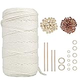❀3mmx200m Baumwollgarn: Aus 100% Baumwollspiralzwirn, natürlich beigem, ungiftig und geruchlos, kein Farbstoff, kein Bleichen, frei von chemischen Substanzen, biologisch abbaubar, sicher und umweltfreundlich. Baumwollgarn ist sehr lang und dick genug, um eine hohe Festigkeit zu erzielen. Es ist weich, ist nicht leicht zu brechen, robust und langlebig.