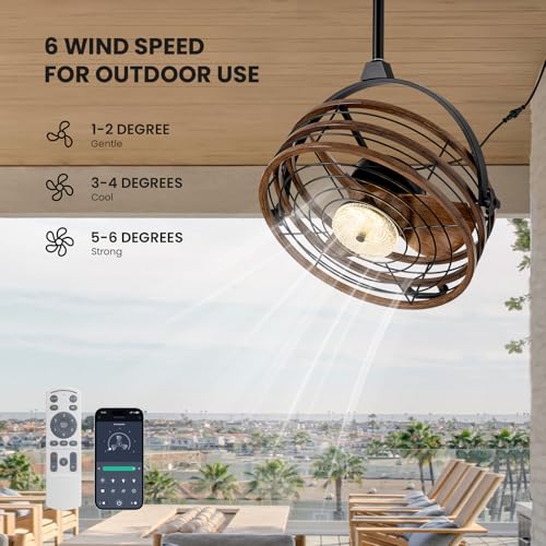CROSSIO Outdoor Ceiling Fan with Lights, 23‘’ Waterproof Gazebo Fan with Remote Control Smart App, Plug in Caged Ceiling Fan for Patios, Pergola Porch - Image 7