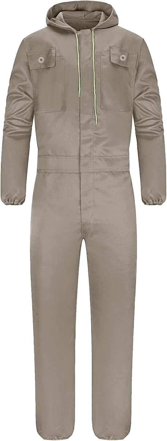 Yukirtiq Werkbroek Heren Katoenen Werkoverall met Veel zakken met Capuchon Tuinbroek Ademende werkkleding voor Vakmensen (Marineblauw, XS