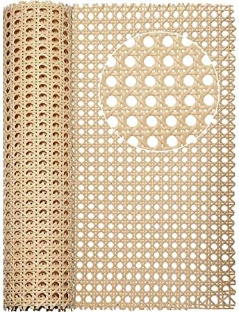 AMC CANING Plastic Cane Webbing for Caning Projects Natural Pre - Woven Open Mesh Cane - PE Rattan Cane Webbing Rattan Roll Cabinet Chair (24X36)