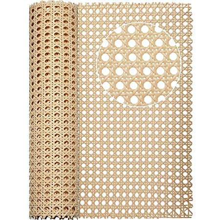 AMC CANING Plastic Cane Webbing for Caning Projects Natural Pre - Woven Open Mesh Cane - PE Rattan Cane Webbing Rattan Roll Cabinet Chair (24X36)
