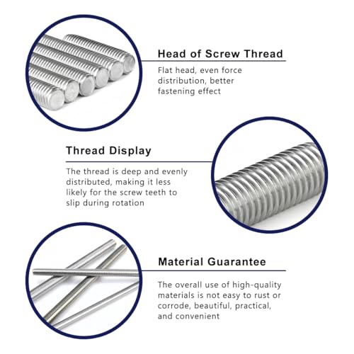 Drenky Gewindestangen M10x80mm Edelstahl A2 V2A Rostschutz mit metrischem Vollgewinde DIN976 Präzisionsstifte für Maschinenbau, Fahrzeugtechnik & Anlagenmontage, 5 Stück
