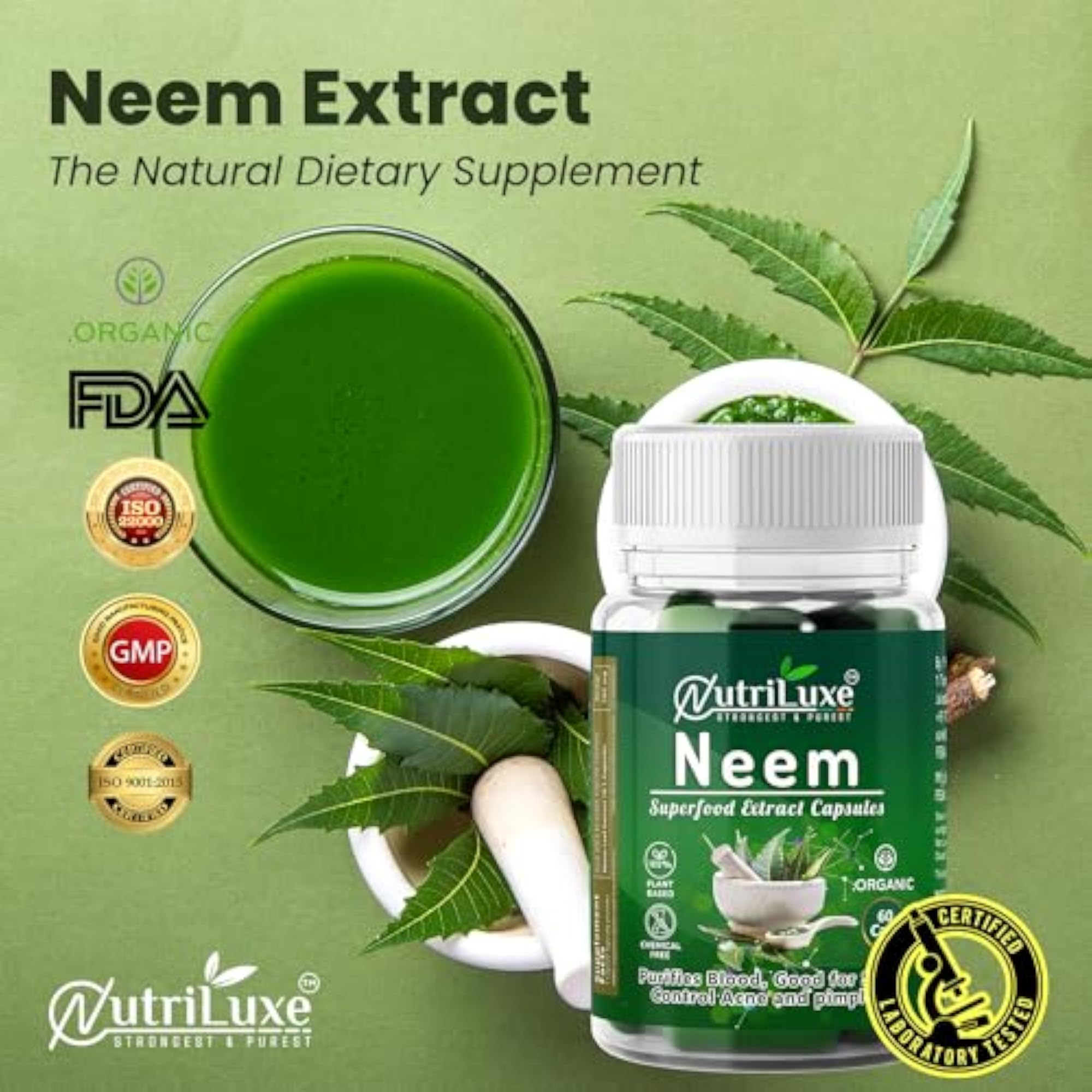 Nutriluxe Organic Neem Extract Capsules 2 x 60 Caps