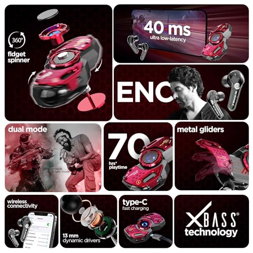 Nu Republic Cyberstud Red Fidget Spinner Earbuds - Image 4