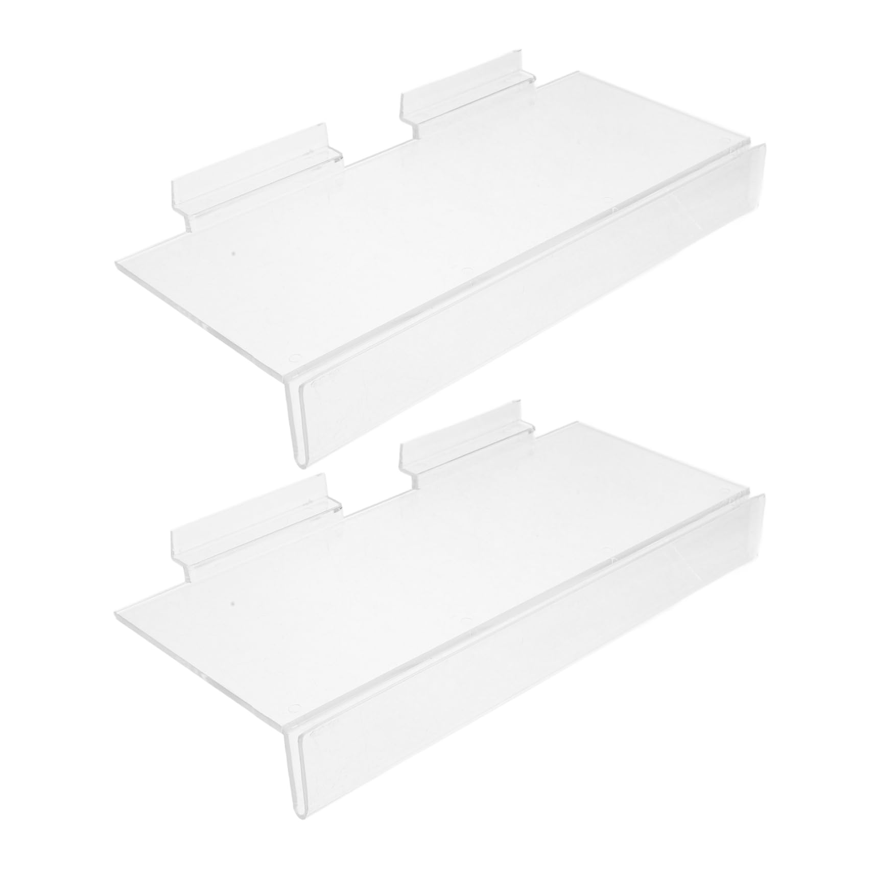 OFFSCH 10 Pcs Shoe Rack Hanging Slatwall Slat Wall Shelf Rectangular Display Shelf Wall Mounted Floating Slatwall Rectangular Shelf Clear Wall Shelves Slatwall Shelf Acrylic Transparent