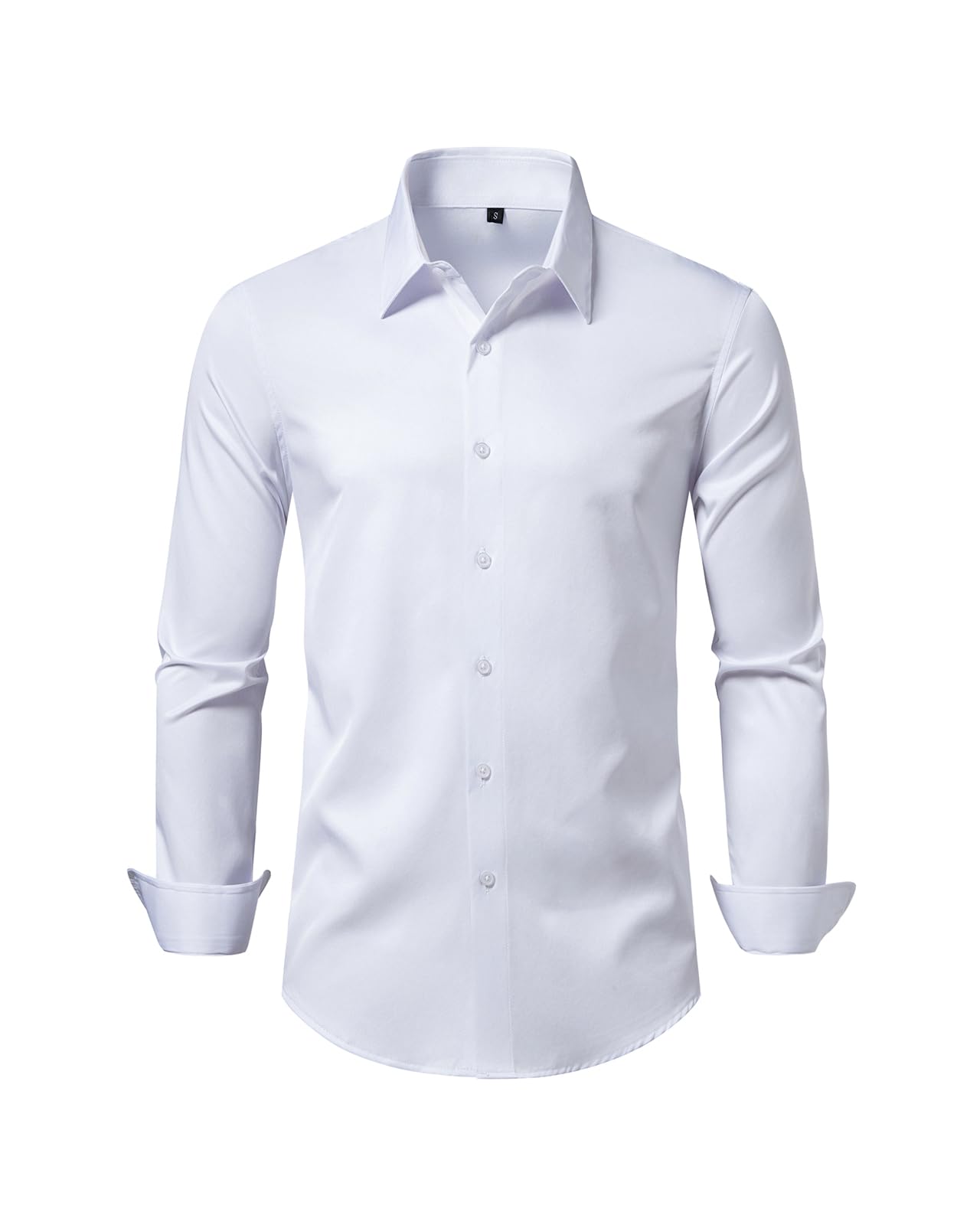 Mens Dress Shirt Slim Fit Casual Business Formal Wedding Long Sleeve Wrinkle Free Button Down Shirts
