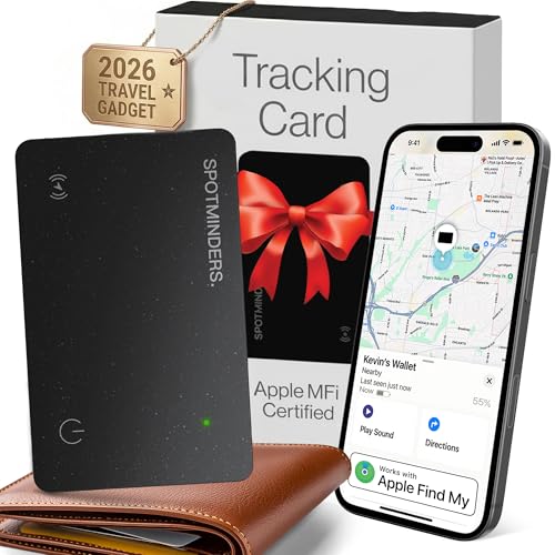 SPOTMINDERS Apple MFi Certified Wallet Tracker Card for Travel -