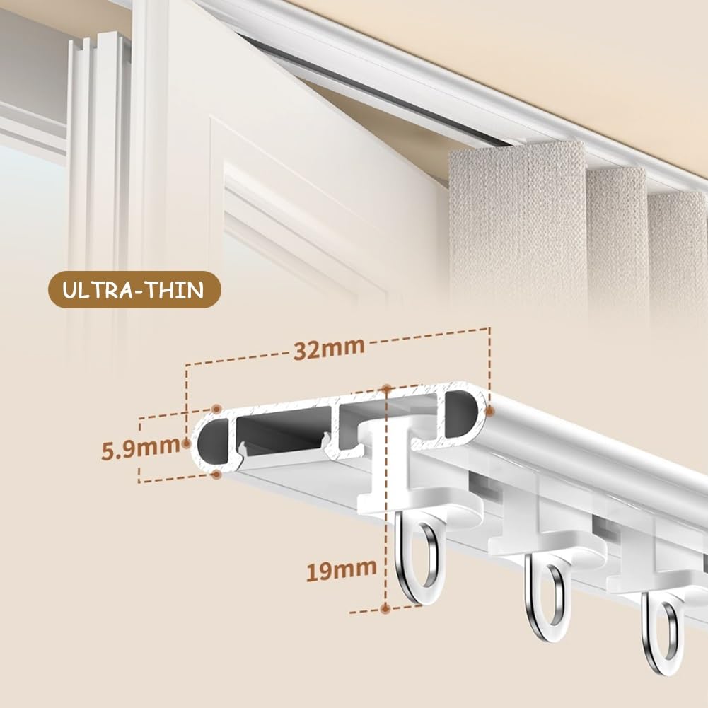 Binario per tenda da soffitto per camper, ufficio, casa, divisorio, ultra sottile, in alluminio